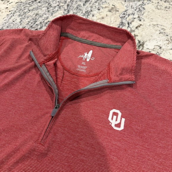 JOHNNIE O Oklahoma Sooners Mens Crimson XL Quarter Zip Pullover Red Long Sleeve - Picture 2 of 13